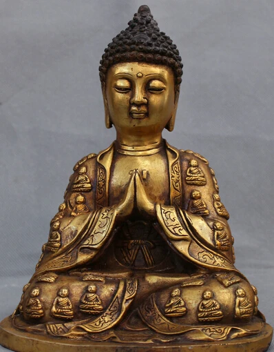 

JP S0524 9" Chinese Tibetan Buddhism Bronze Gilt Shakyamuni Sakyamuni Buddha Robe Statue (B0328)