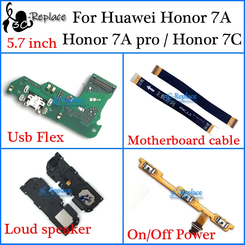 Для huawei honor 7C Aum-L41/honor 7a pro AUM-L29/honor 7A Usb гибкий кабель для материнской платы громкий динамик вкл/выкл гибкий кабель питания