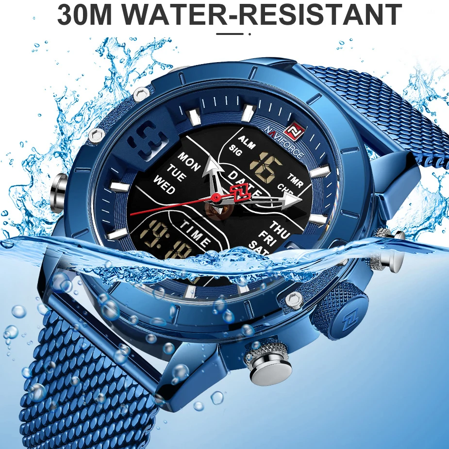 NAVIFORCE Men Watch Top Luxury Brand Man Military Sport Quartz Wrist Watches Stainless Steel LED Digital Clock Relogio Masculino 5