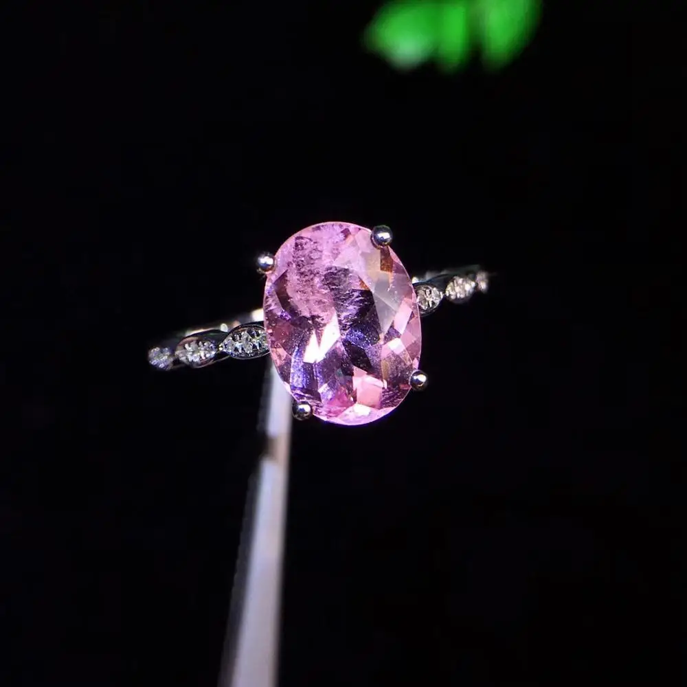 

Fine Jewelry Pure 18K White Gold 100% Natural Pink Beryl Heliodor Morganite Gemstones 2.23ct Jewellery for women Fine Ring