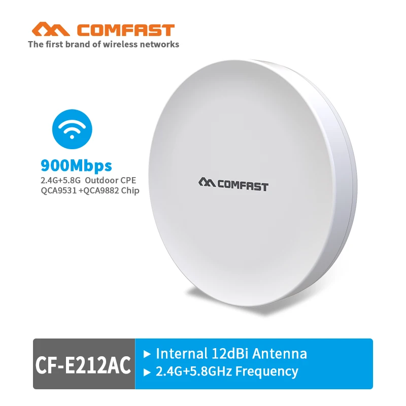 

COMFAST high power 3-5KM CPE bridge 900Mbps 2.4G+5G dual band CPE router &wifi transmission repeater CF-E212AC Signal Amplifier