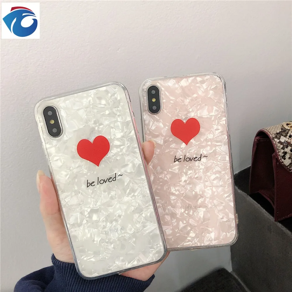 HUANQING  Fashion Lovely kindheart Cell phone case For iPhone 6 6s 7 8 Plus X XR XS Max Glitter shell Soft Phone Case 0