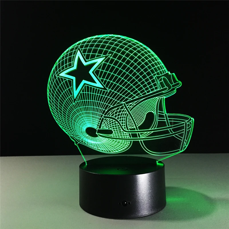 Dallas Cowboys casco lamparas 3d led lámpara 7 colores cambio acrílico USB LED lámpara de mesa niños regalo creativo noche lámpara decoración del hogar Dallas Cowboys casco lamparas 3d led lámpara 7 colores cambio acrílico USB LED lámpara de mesa niños regalo creativo noche lámpara decoración del hogar