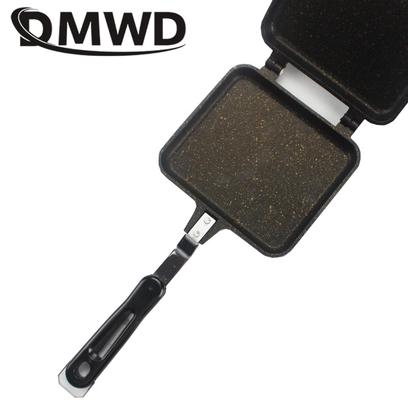DMWD Non-Stick Sandwich baking pan Omelette Bread Toast bakeware for Breakfast manual Waffle Pancake Baking BBQ Grill frying pan