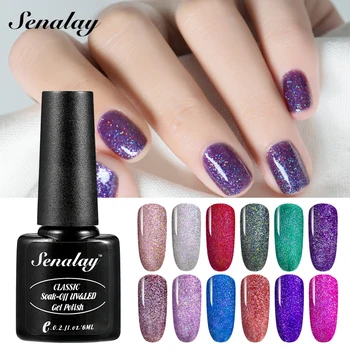 

Senalay Gel Varnish UV Gel Lacquer Permanent Nail Polish Rainbow Colorful Glitter Set Varnish Hybrid Nail Art All For Manicure