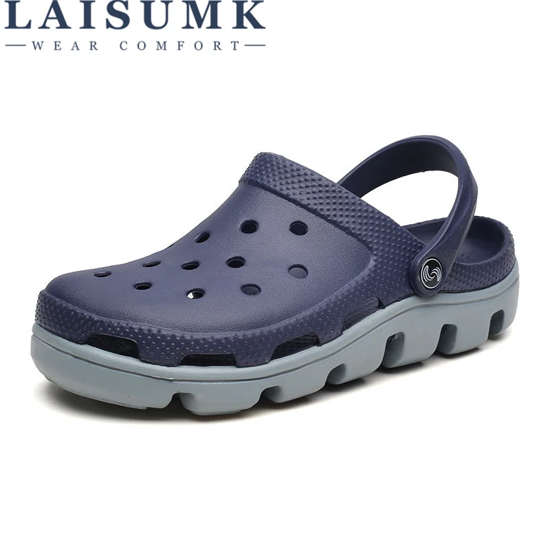 

LAISUMK Men Causal Summer Sandals Causal EVA Garden Crocus Clogs Soft Memory Foam Shoes Male Slip On Beach Big Size 39-47