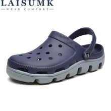 LAISUMK Men Causal Summer Sandals Causal EVA Garden Crocus Clogs Soft Memory Foam Shoes Male Slip On Beach Big Size 39-47 weideng slippers women eva crocus clogs garden shoes lightweight beach sandals casual water slip on outdoor shoes