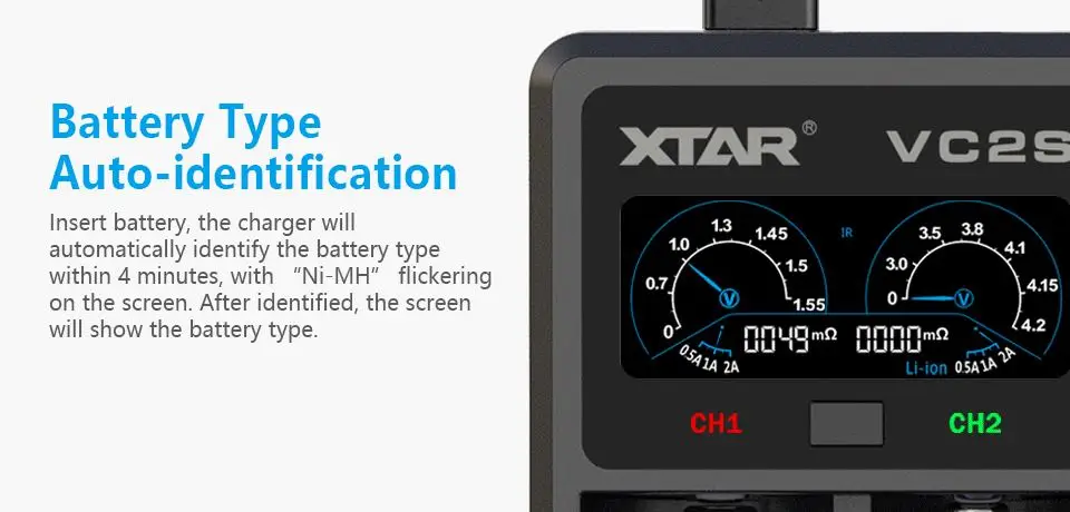 XTAR VC2 VC2 плюс VC4 VC2S VC4S батарея зарядное устройство для 10440/16340/14500/14650/18350/18500/18650/18700/21700/20700/17500