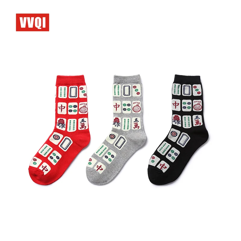 

VVQIharajuku streetwear cotton socks women socks lovers mahjong Japanese Novelty Socks men's dress socks fun 5pairslot gift box