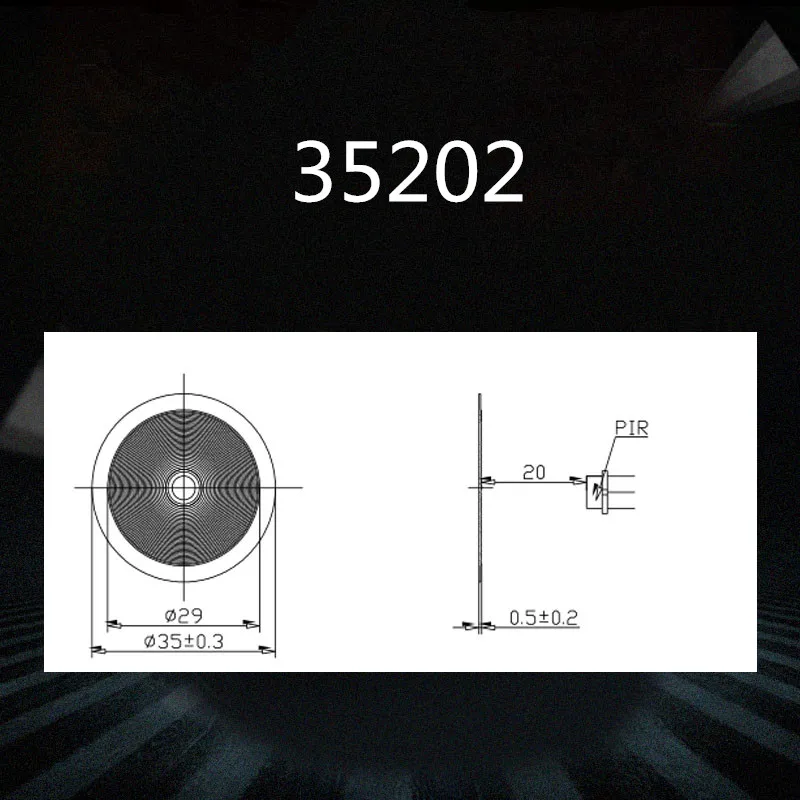 35202 플라노 원형 인체 적외선 PIR 센서, HDPE 플라스틱 프레넬 렌즈 직경 35mm, 초점 길이 20mm, 10 개