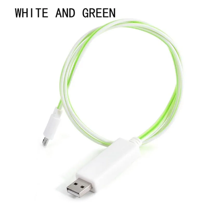 Светодиодный светящийся зарядный кабель USB для iPhone iPad samsung huawei Xiaomi type C Micro USB кабель для зарядки и передачи данных - Color: White and Green