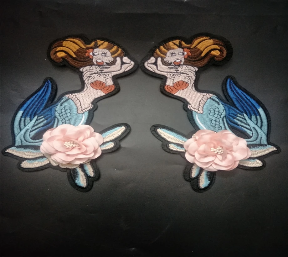

3D Mermaid embroidery beaded patch parches sew on dress coat bag applique Clothing accessories bordados para ropa DIY