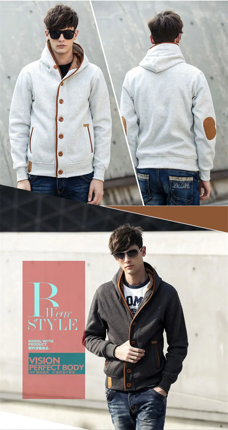 5Colors Men Sweatshirts Cardigans Autumn Spring Hoody Tops Casual Hoodies Men Male Streetwear Muls Brand Clothes M-3XL 2019 New 7