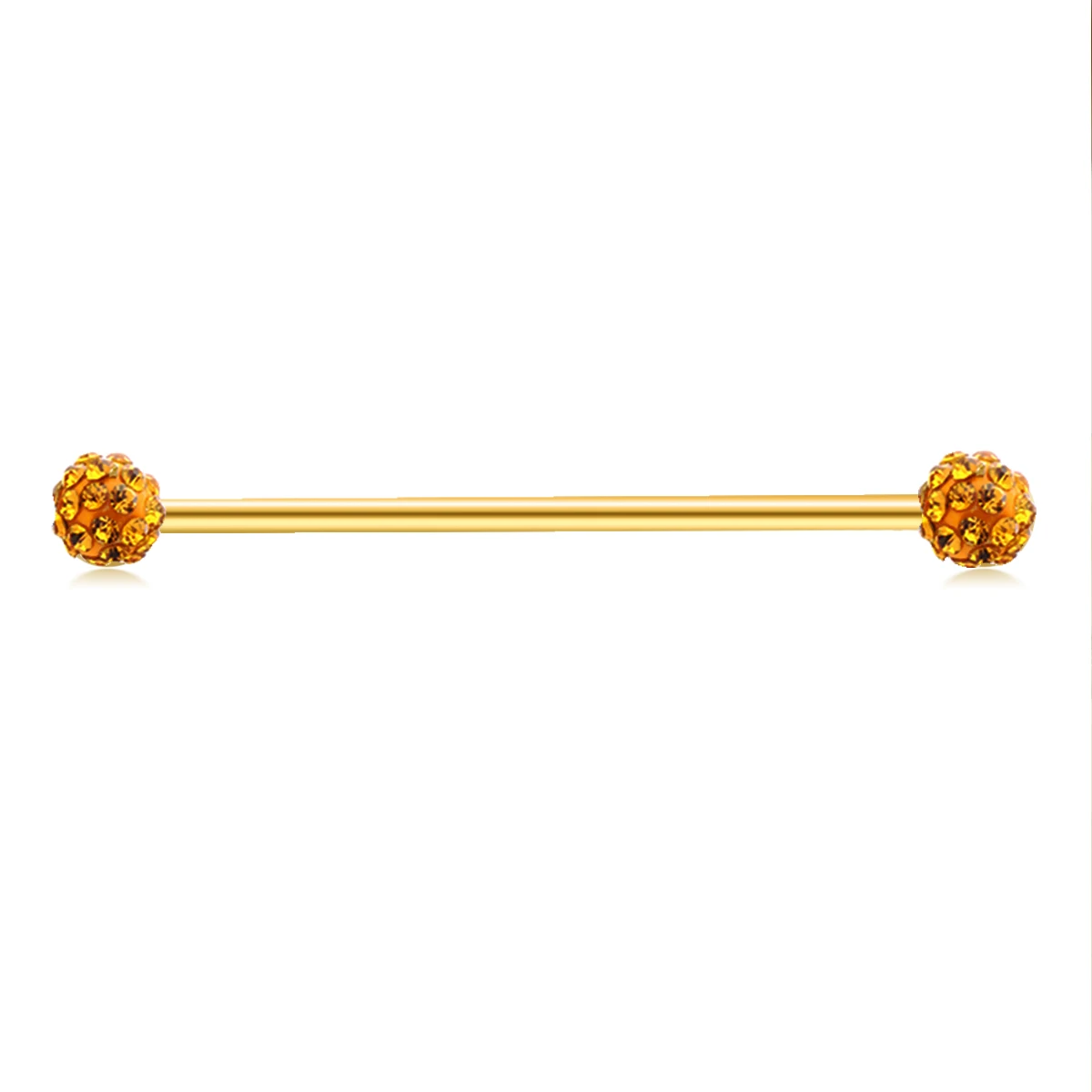 JUNLOWPY 4PC Stainless Steel 16G 14G Industrial Barbell Earring Tragus Cartilage Ear Piercing Sexy Body Jewelry For Women Men - Metal color: gold crystal