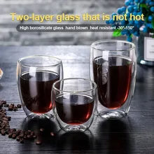 Двухслойная термостойкая стеклянная кофейная чашка для дома и кухни DC156