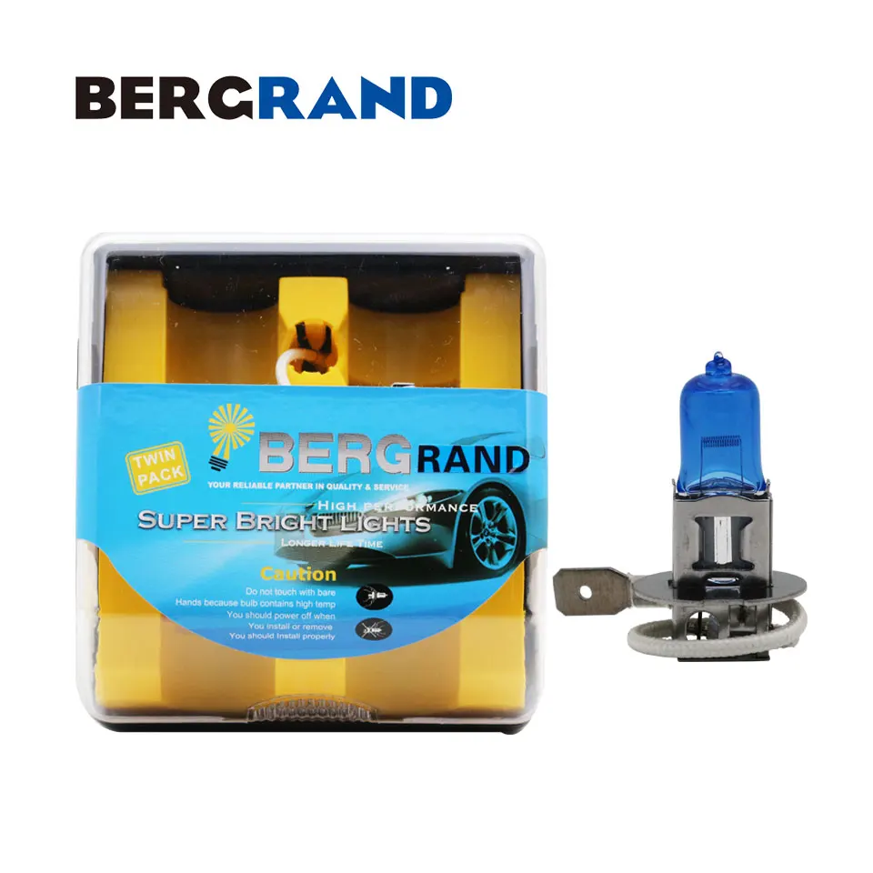 Comprar 2 piezas bombilla H3 5000 K lámpara halógena 12 V 55 W 5000 K Xenon coche cabeza niebla lámpara azul oscuro cuarzo cristal PK22s bombillas para coches