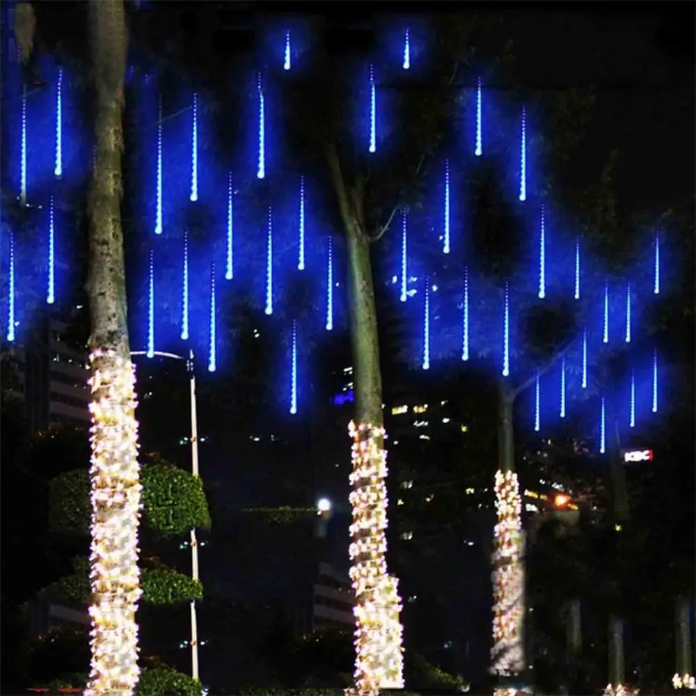 50 см метеоритный дождь трубы струнный светильник светодиодный падающий светильник Рождественская елка светильник s свадебный декоративный светильник садовая лампа - Испускаемый цвет: blue