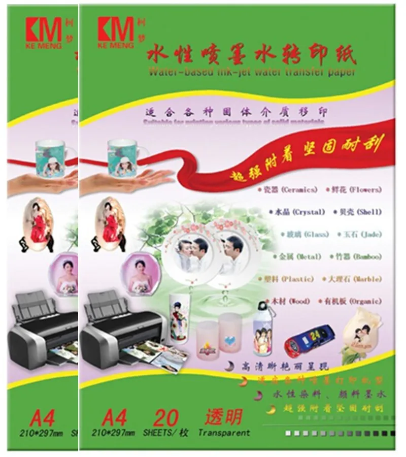 40Pcslot Inkjet Water Slide Decal Paper A4 Size Transparent Transfer Clear Color Waterslide For Mug Nail huismerk kopen in de aanbieding