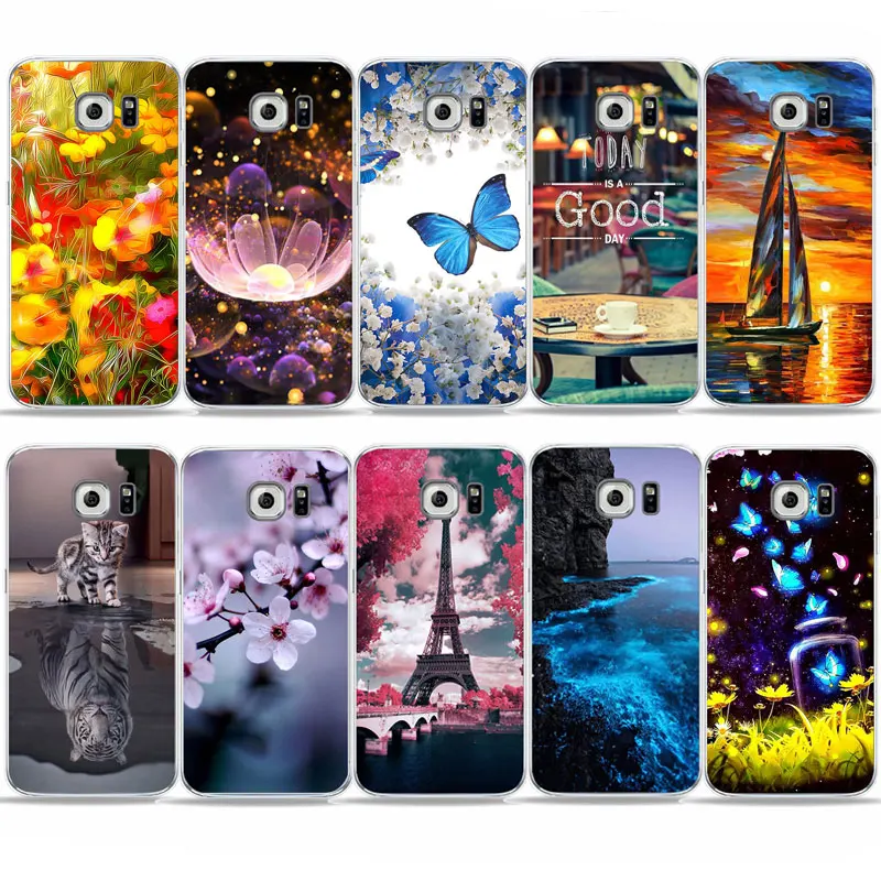 

Cute Art Floral Plants butterfly Pattern phone Case For SamSung Galaxy S7 edge S6 S8 Plus J1 a5 a6 2018 Soft TPU Silicone Cover