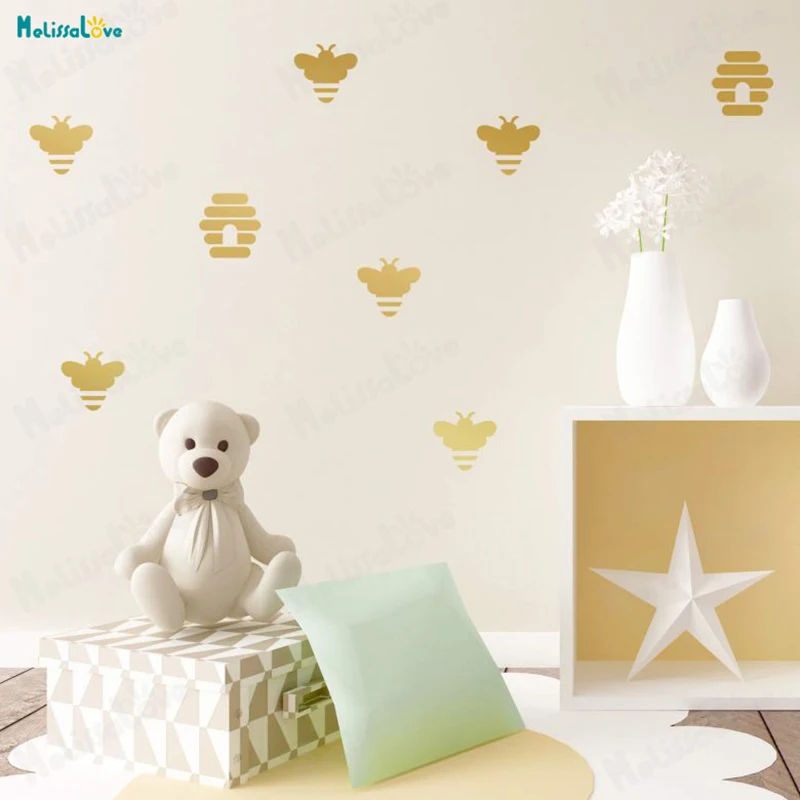جدار نمط جدار ملصقا DIY طفل الحضانة غرفة نوم ديكور المنزل الذاتي لاصق الفينيل فريد تصميم مجموعة النحل الشارات ل الاطفال YT626