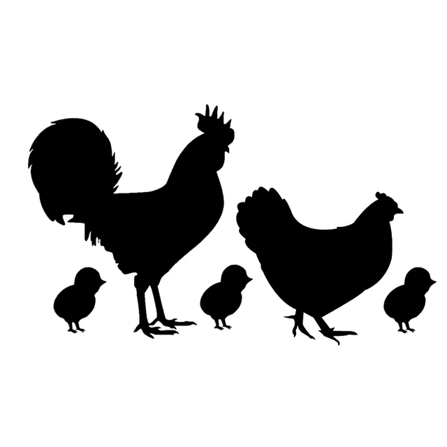 15*8.8CM Lovely Chicken Family Vinyl Car Styling Farm Animal Decals Car