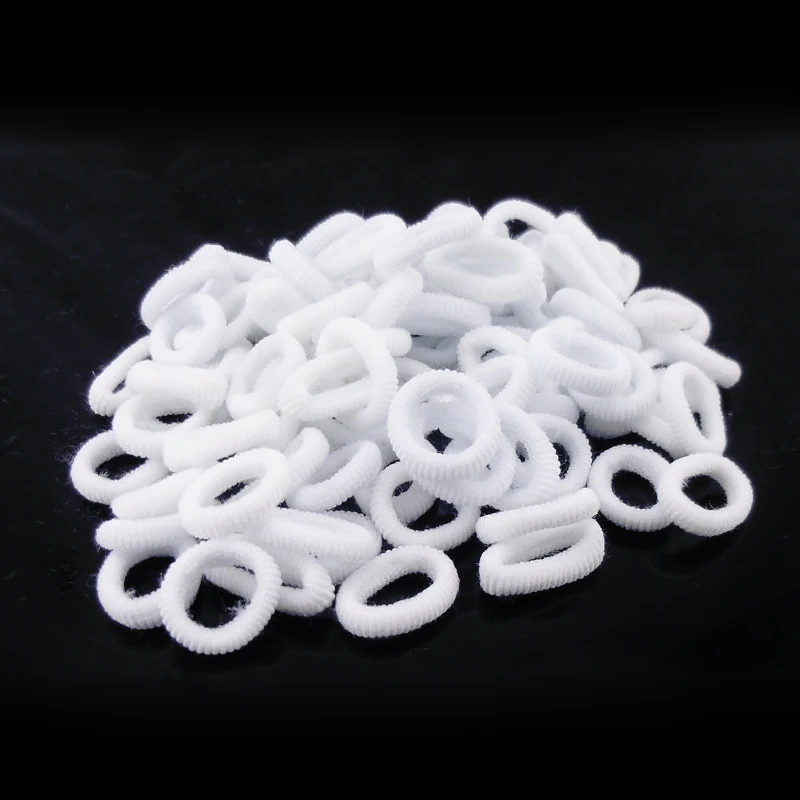 

Wholesale 200 Pcs White Colour Rubber Band Children Kids Elastic Hair Band Baby Girls Hair Rope Tie Accessories