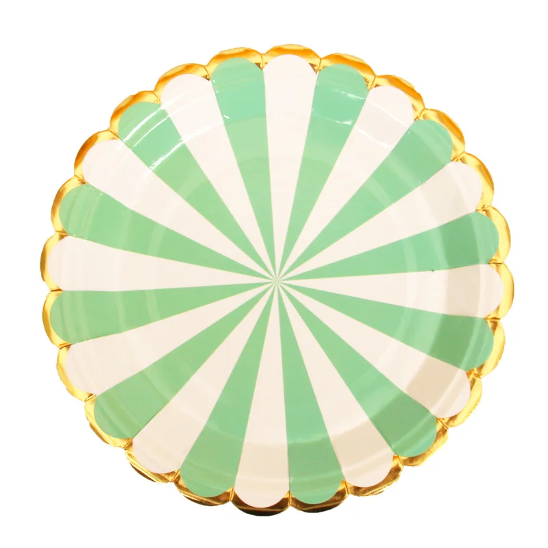 Gold Pink Mint Green Paper Disposable Tableware Party Decoration