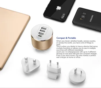 

USB-C 4-Port USB Charger with EU/UK/AU travel Plug for Type-c cellphone table