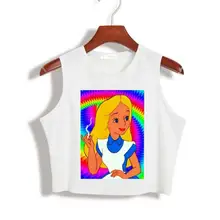 Для женщин Летний Топ Harajuku дым принцесса девушка печати сексуальная тонкая рубашка для леди майка тройник битник последние ен белый a-6