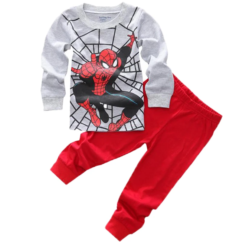 Весенне-осенние комплекты одежды с рисунком Человека-паука, удобные хлопковые пижамы для мальчиков, домашняя одежда с человеком-пауком