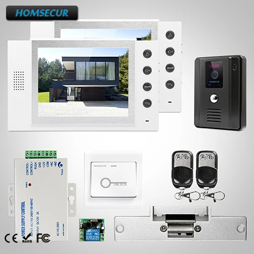 

HOMSECUR 8" Video Door Phone Intercom System Electric Strike Lock Set Included TC011-B + TM801-W