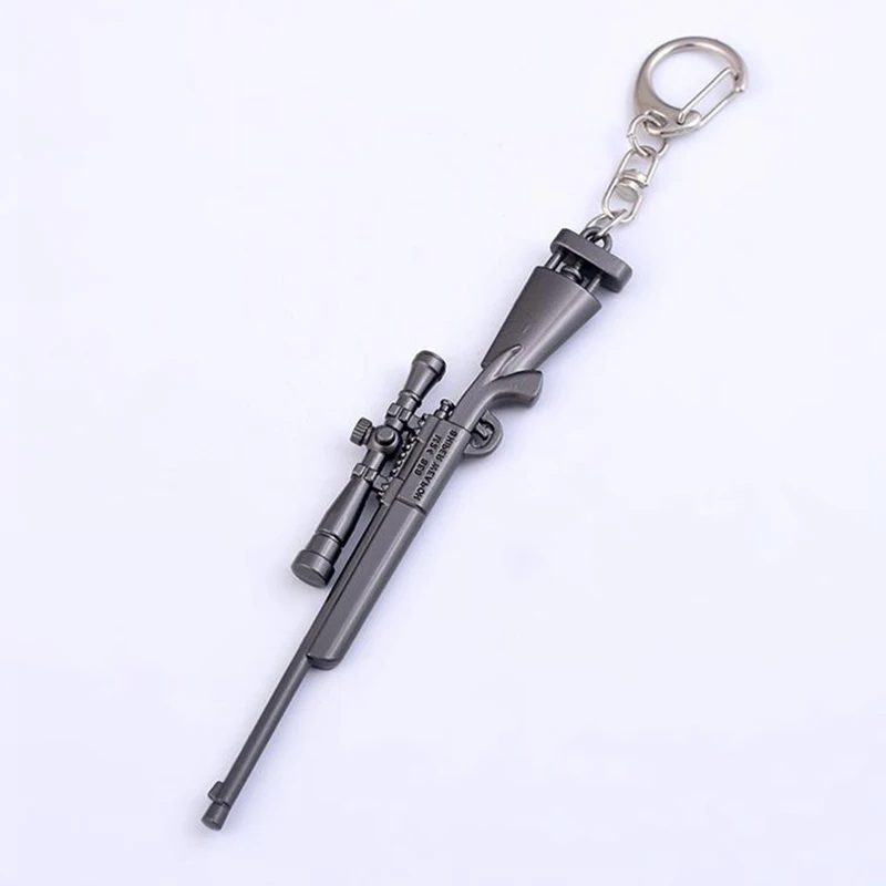 

12cm Game Style PUBG Bullet M24 Bolted Sniper Rifle Key Chain Gun with 15 times Scope Key Ring Toy Keychain