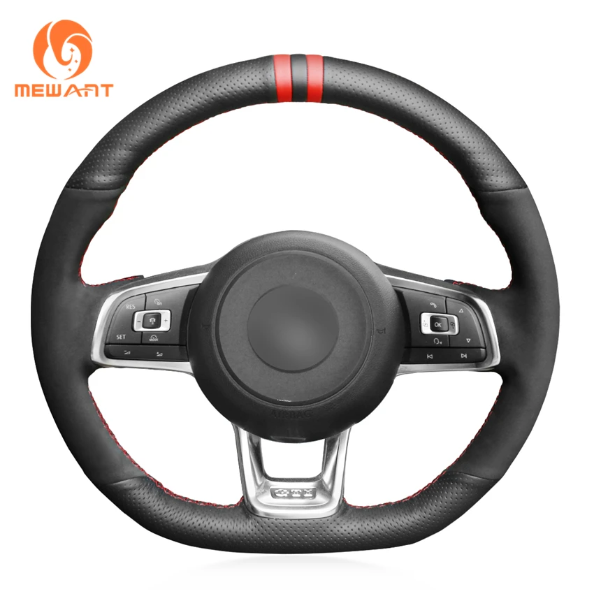 

MEWANT Black Suede DIY Hand Sew Car Steering Wheel Cover for Volkswagen VW Golf 7 GTI Golf R MK7 VW Polo GTI Scirocco 2015 2016