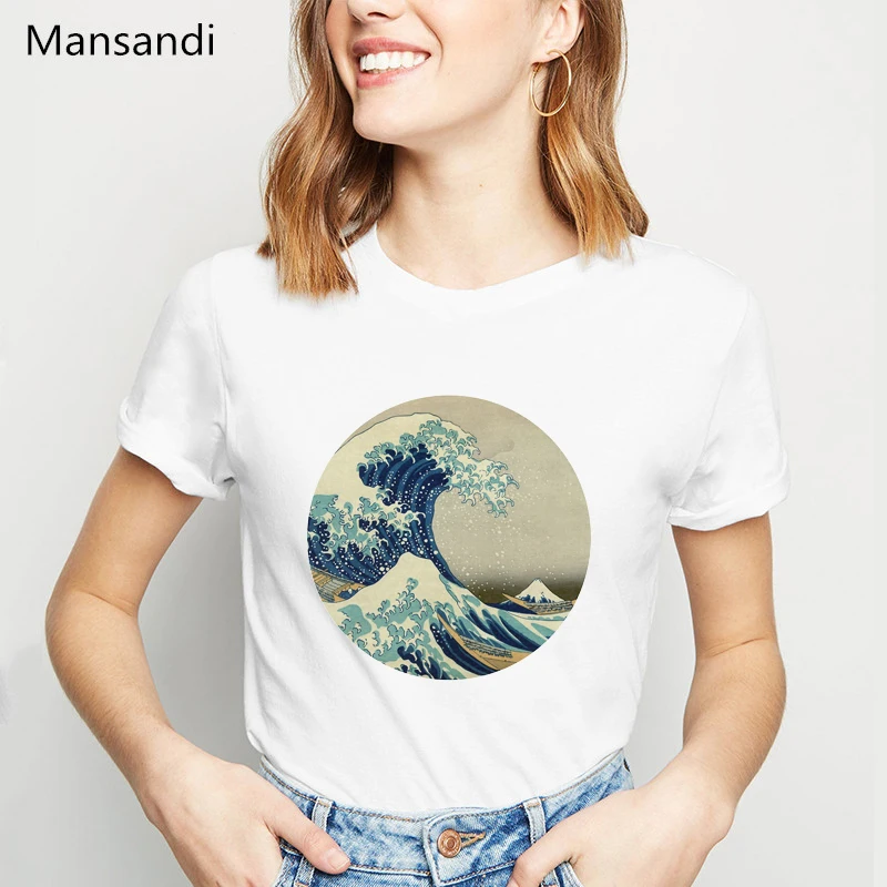 

the great wave t shirt women clothes 2019 wave Japanese print tshirt femme vogue harajuku shirt tumblr tops tee female t-shirt