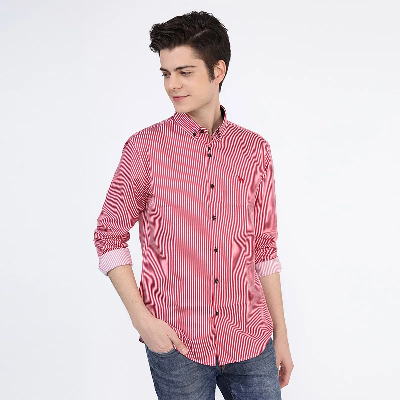 Летняя и осенняя Новая модная мужская рубашка в полоску с длинными рукавами приталенная Мужская рубашка мужские повседневные деловые рубашки