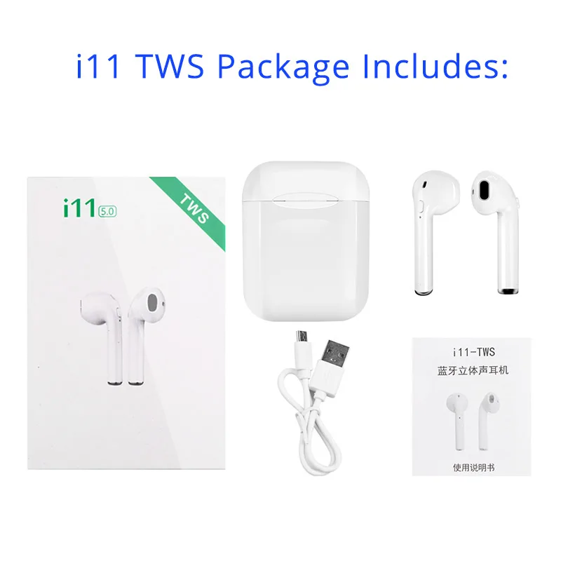 i11 tws white i11 Tws беспроводные наушники Мини Bluetooth наушники гарнитуры наушники не i7s i9s i10 i12 i15 для Apple Andorid iPhone - Color: i11 tws white