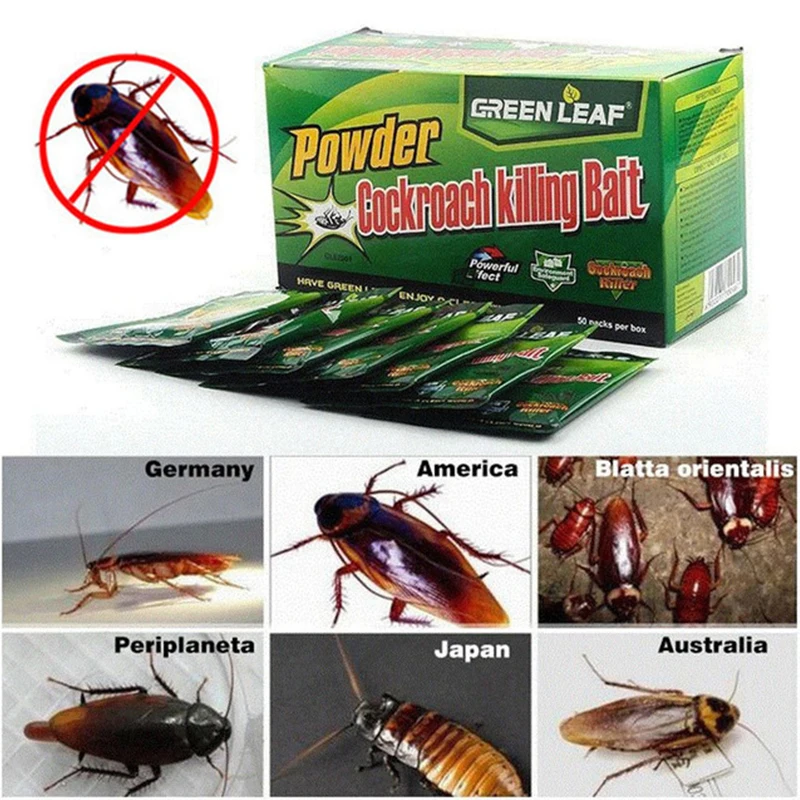 

50 Packs Green Leaf Powder Pest Control Cockroach Killing Bait Traps of Cockroaches Insecticide Repeller Kill Roachs Powder 35