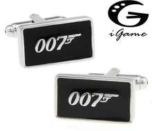 Акция! 007 черные Запонки модная новинка Джеймс Бонд дизайн фильма медный материал Бесплатная доставка