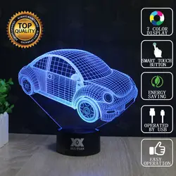 Мультфильм автомобиль 3D лампы мотоцикл лампы LED Новинка Ночные светильники USB свет ребенка подарок на день рождения подарок-сюрприз Хуэй