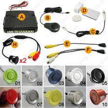 Car 6 Sensors Parking Sensor with 2pcs CCD Camera Dual Visual Rearview Video Parking Backup Radar System #FD-1966