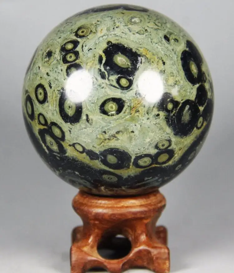 

EYE GREEN KAMBABA JASPER STROMATOLITE FOSSIL SPHERE-MADAGASCAR