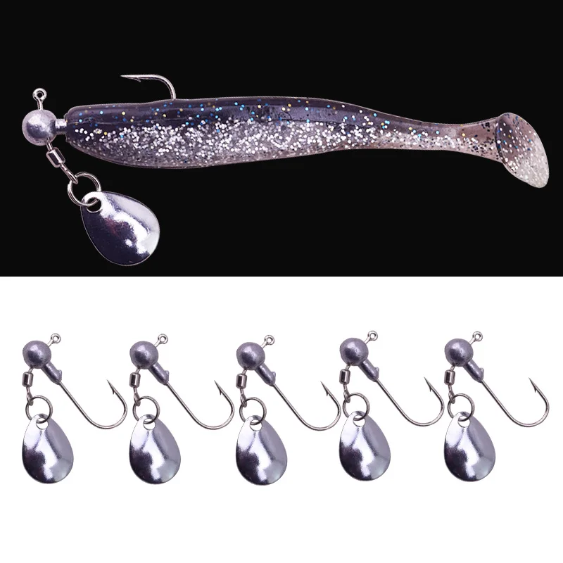 

5Pcs/lot Rotate Metal Spinner Lead Jig Head Fishing Hook 2g - 4g Jig Hooks For Soft Fishing Lure Carbon Steel Fish hooks WD-067