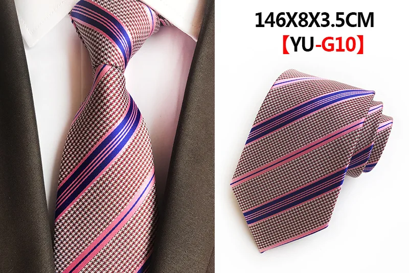 Новые Шелковые Классические полосы плед серый черный белого и синего цвета смешивания Цвет жаккардовый шелк Для мужчин мужские галстук