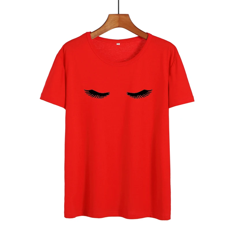 

Aesthetic Tumblr T Shirt Eyelashes Graphic Tees Women Summer Tops Korean Fashion Harajuku Printed Tshirts 7 Colors