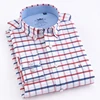 Men's Long Sleeve Oxford Plaid Striped Button Down Dress Shirt with Single Chest Pocket 100% Cotton