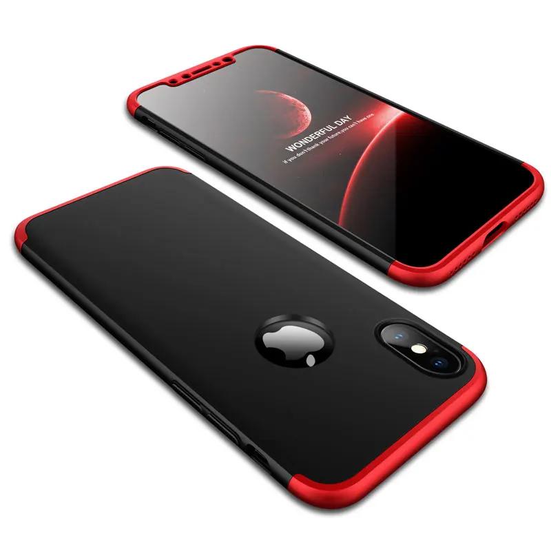 10 шт. GKK чехол для iPhone X 5 5S 6 6s 7 8 плюс 360 полная защита антидетонационных 3 в 1 Жесткий ПК Матовая крышка с отверстием
