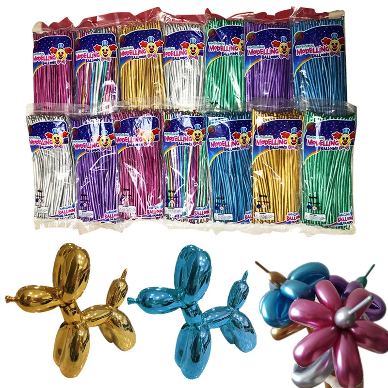 

100pcs Shiny Chrome Metallic Long Balloons Magic Twist Latex Ballon Making Animals Wedding Birthday Party Decoration Kids Toy