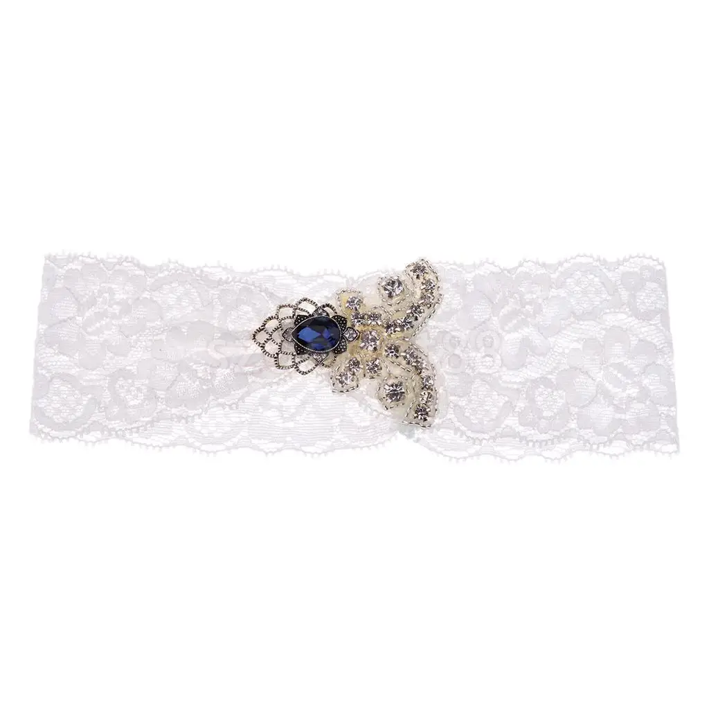 Elegant Crystal Diamante Wedding Bride Lace Garter Hen Stag Night Bachelorette Party Fancy Dress Gift