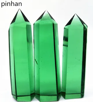 

3pcs natural green crystal wand quartz point very good color