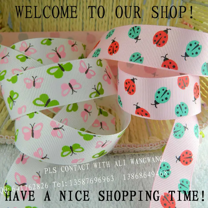 

Free shipping Grosgrain ribbon 1''(25mm) Butterfly and Beetle Printed Ribbon DIY hairbows Kids gift 2 Style Mixed 20 yards